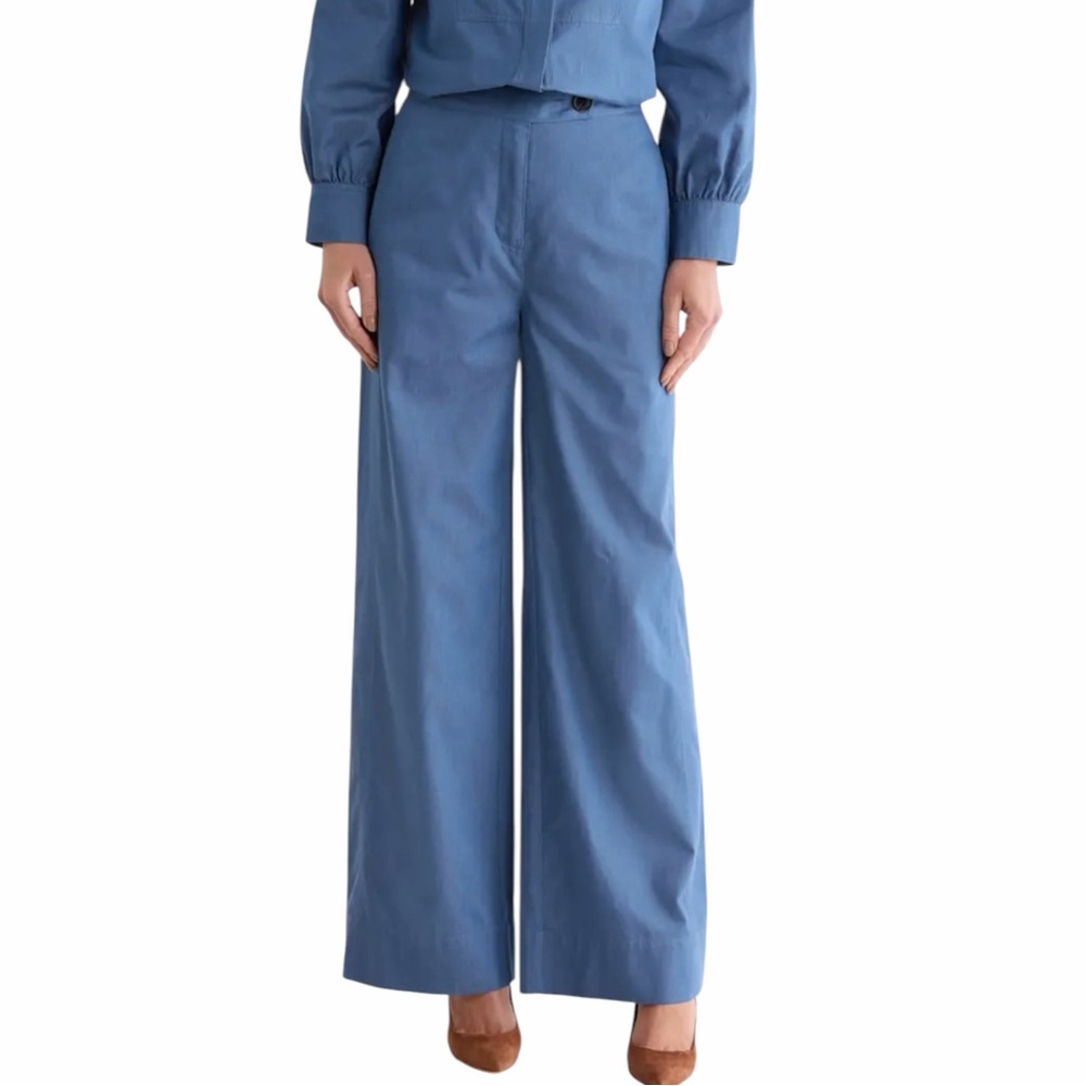 NWT Derek Lam 10 Crosby Eli Wide Leg Pants in Medium Blue Size 8